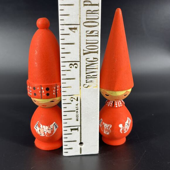 Swedish SVENSK SLOJD Figurine Wood Hand Painted Elves Tall Hat Santa Tomtar Set - Picture 5 of 10